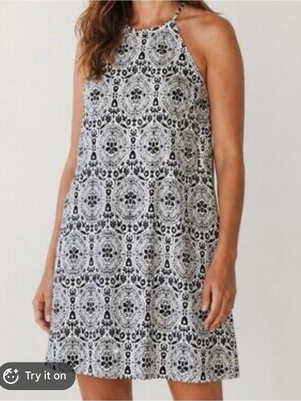 Boden Black and White Halter Mini Dress